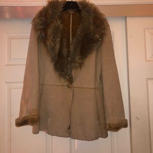 vintage faux fur lined sued jacket